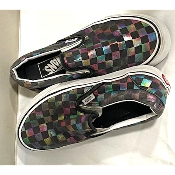 Vans Metallic Rainbow Checkered Classic Slip-On Shoes Wm 7.5/Men 6 - Picture 1 of 9